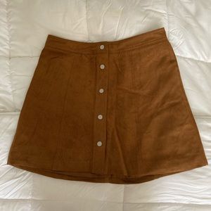 Suede brown high wasted button up skirt